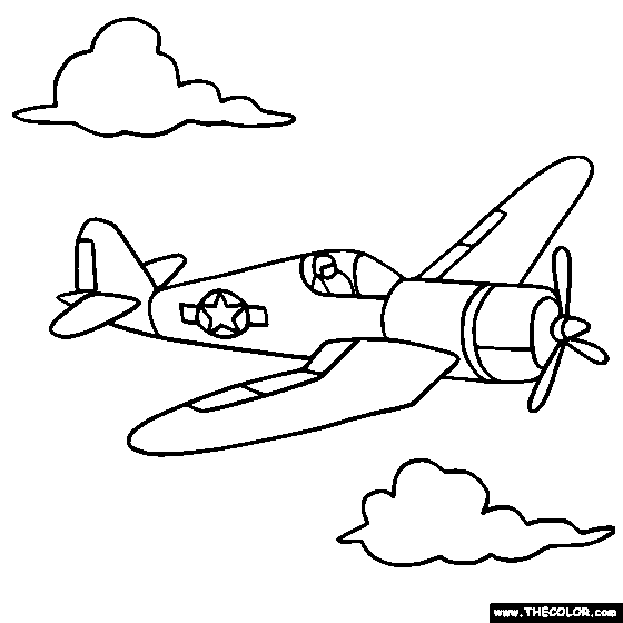 Free Military Fighter Propeller Plane Coloring Pag