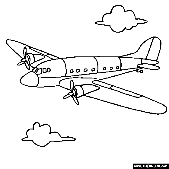 Free Propeller Prop Plane Coloring Page