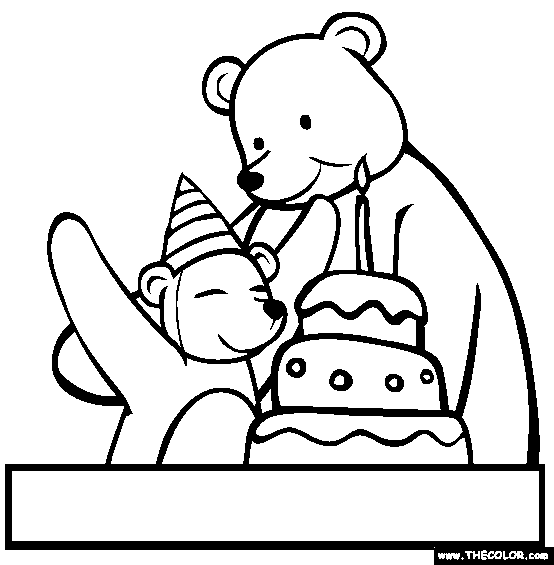 A Beary Happy Birthday Coloring Page