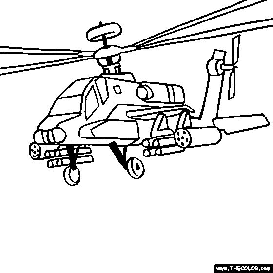 Boeing AH-64 Apache Military Helicopter Coloring
