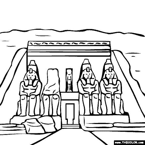 Abu Simbel Temple Egypt Coloring Page