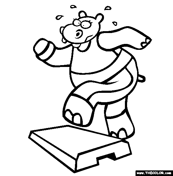 Aerobics Hippo Coloring Page