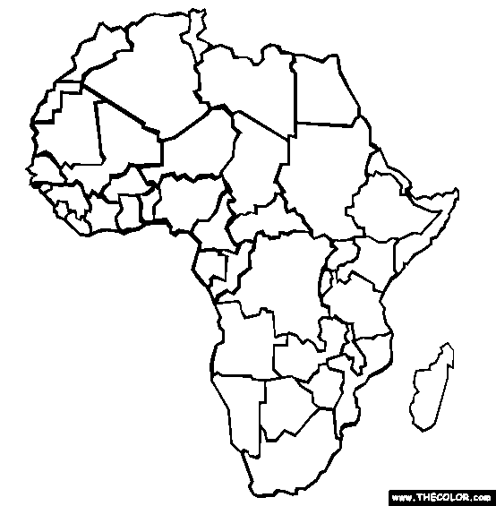 Africa African Continent Coloring Page