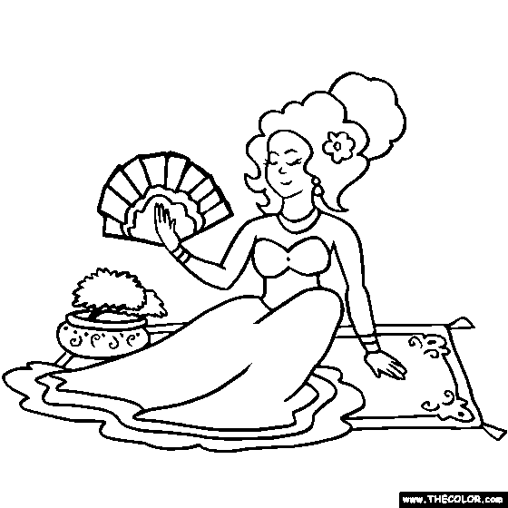 Asian Princess Online Coloring Page