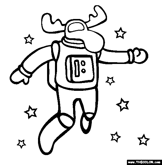 Astronaut Moose Online Coloring Page 