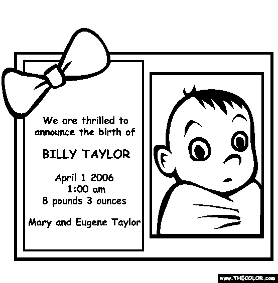 Baby Announcement Coloring Page