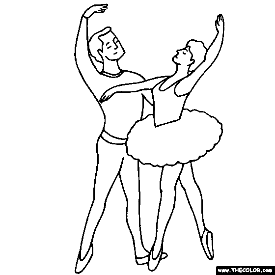 Ballerino and Ballerina Ballet Coloring Page