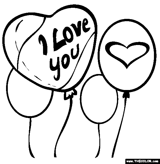 Valentines Day Love Balloons Coloring Page