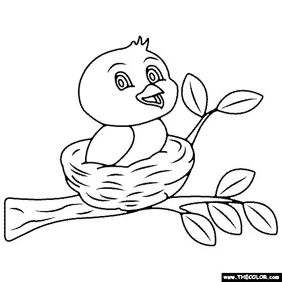 Bird Nest Coloring Page