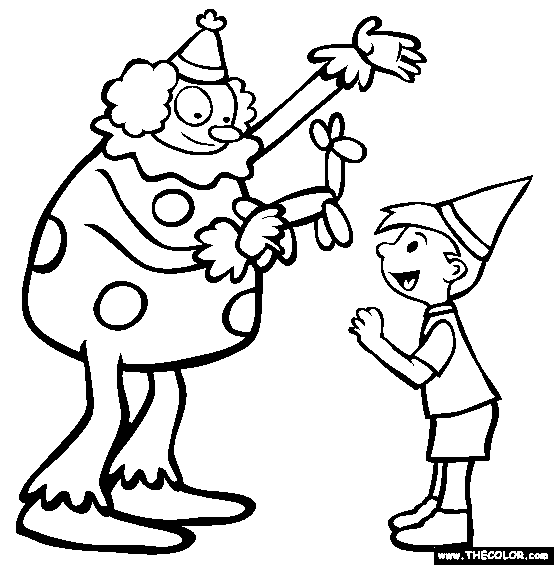 Birthday Clown Coloring Page