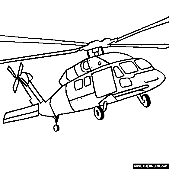 Sikorsky UH-60 Black Hawk Helicopter Coloring Page
