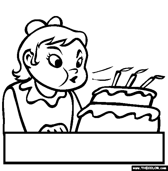 Blowing Candles Coloring Page