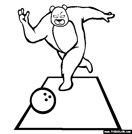 Bowling Bear Online Coloring Page 