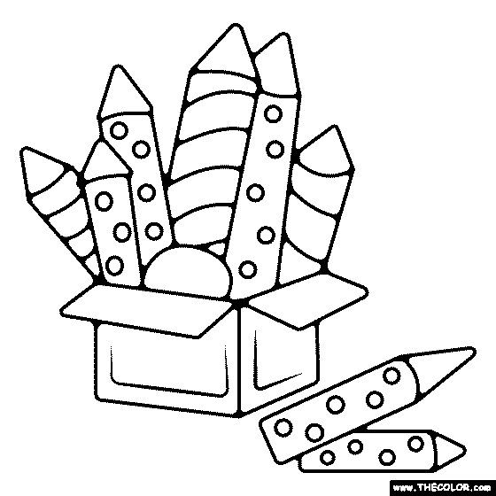 Box of Fireworks Coloring Page