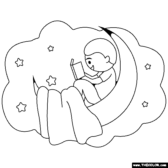 Reading A Book Coloring Page