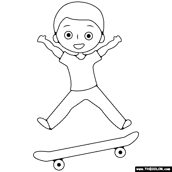 Boy Skateboarding Coloring Page
