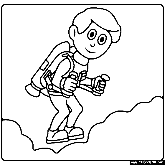 Boy Wearing Jetpack Coloring Page