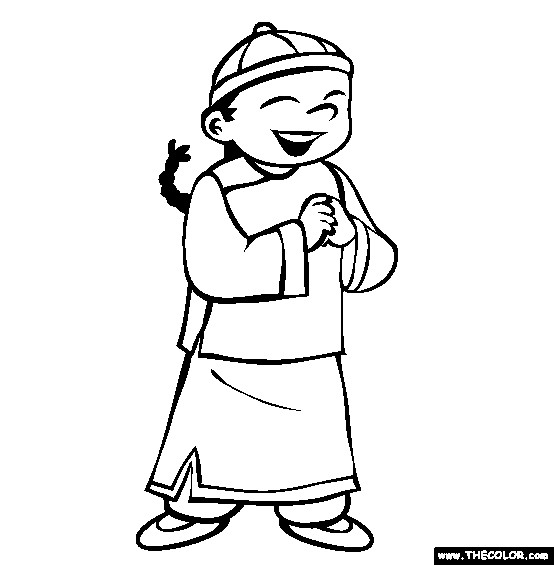 Chinese Boy Coloring Page