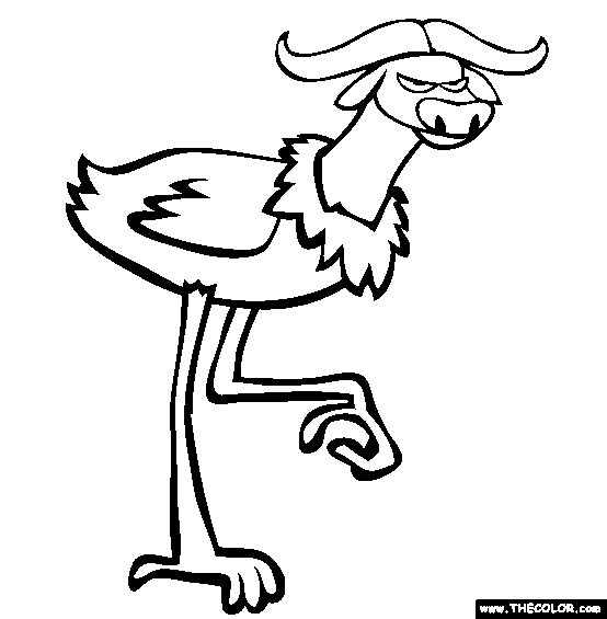 Buffalo Ostrich Coloring Page