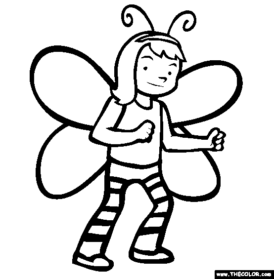 Halloween Butterfly Costume Online Coloring Page