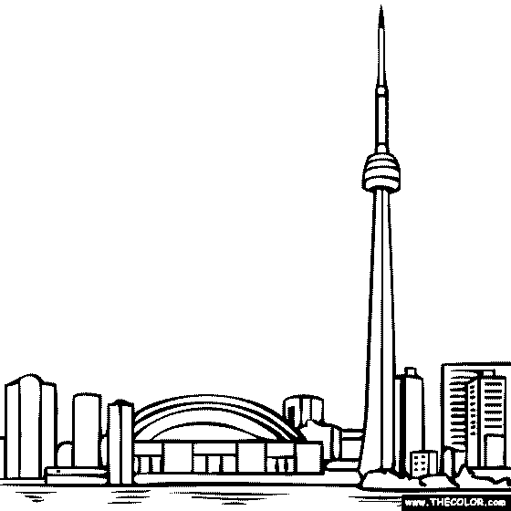 CN Tower Toronto, Ontario, Canada Coloring Page
