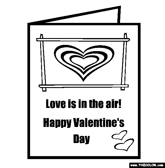 Valentines Day Card Online Coloring Page