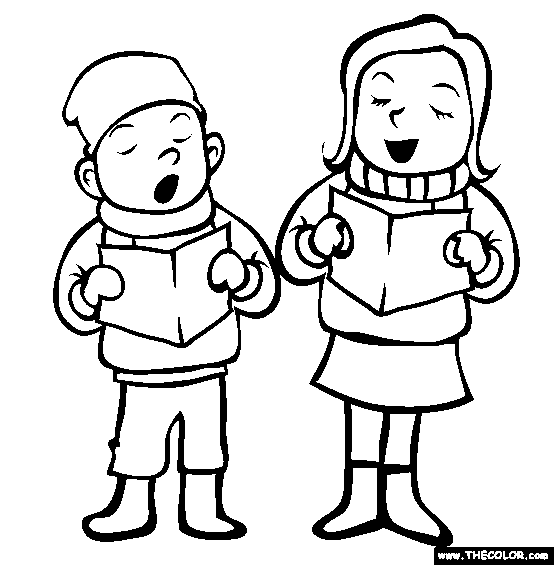 Christmas Carolers Online Coloring Page