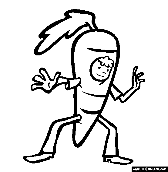 Halloween Carrot Costume Online Coloring Page 