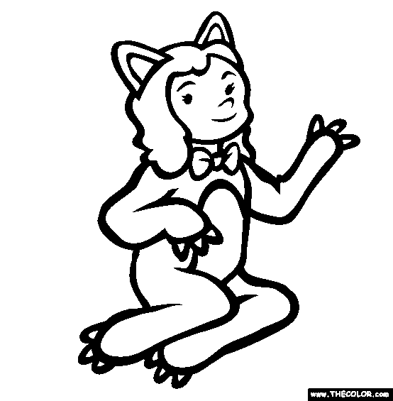 Halloween Kitty Costume Online Coloring Page
