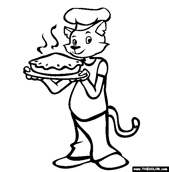 Cat The Baker Coloring Page