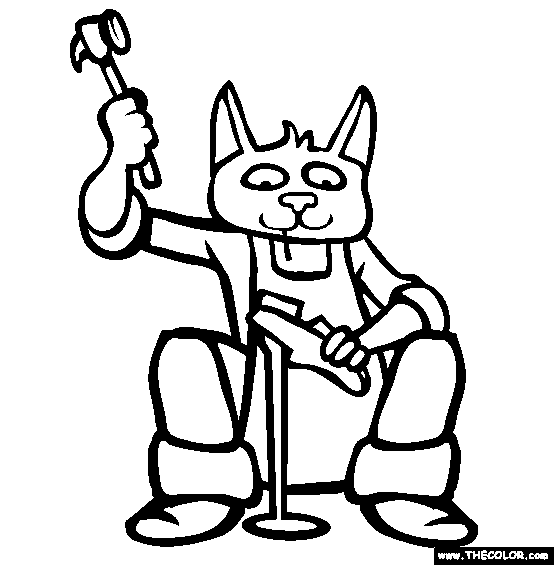 Cat The Cobbler Online Coloring Page 