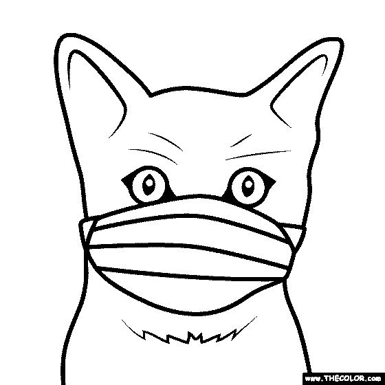 Cat wearing mask Coloring Page