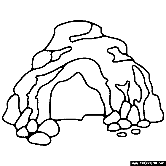 Mountain Cave Coloring Page