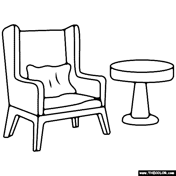 Chair and Side Table Coloring Page