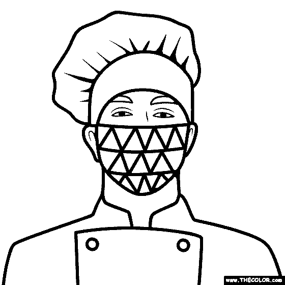 Chef with mask  Coloring Page
