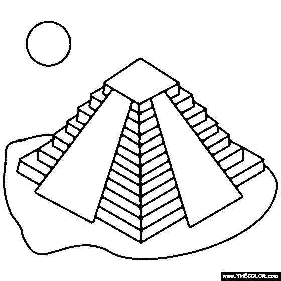 Chichen Itza Pyramid Coloring Page