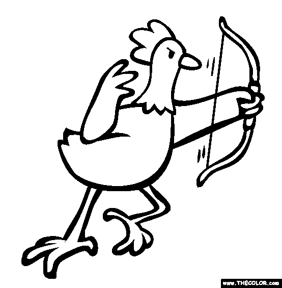 Chicken Archery Coloring Page