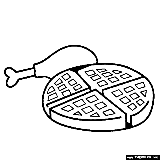 Chicken and Waffles Coloring Page