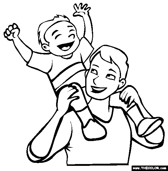 Child Piggyback Coloring Page