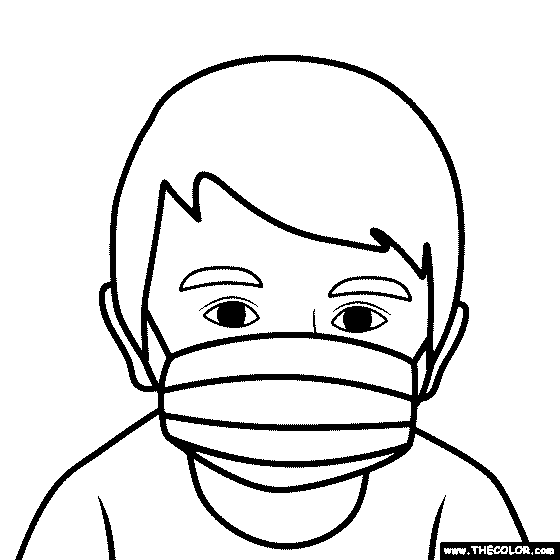 Child with mask Coloring Page