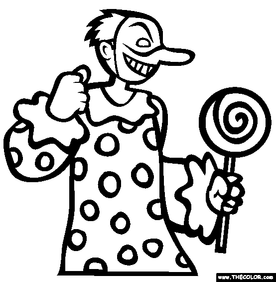 Halloween Scary Clown Costume Online Coloring Page
