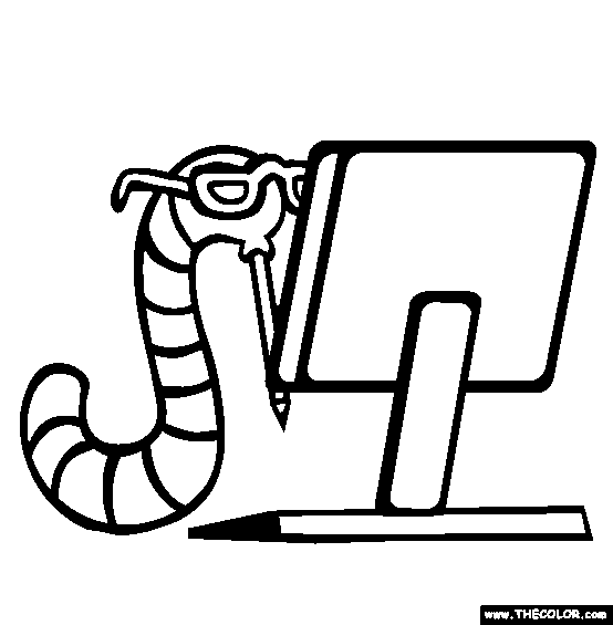 Computer Programmer Worm Online Coloring Page