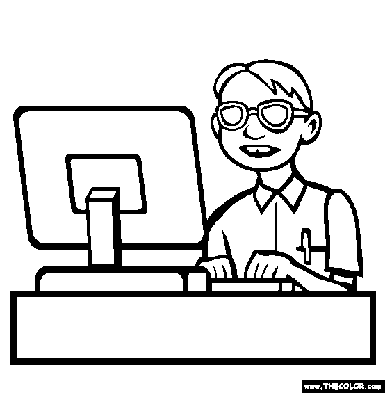 Computer Programmer Coloring Page