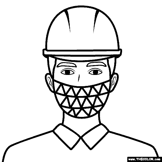 Construction worker with mask Coloring Page