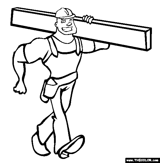 Construction Worker Coloring Page