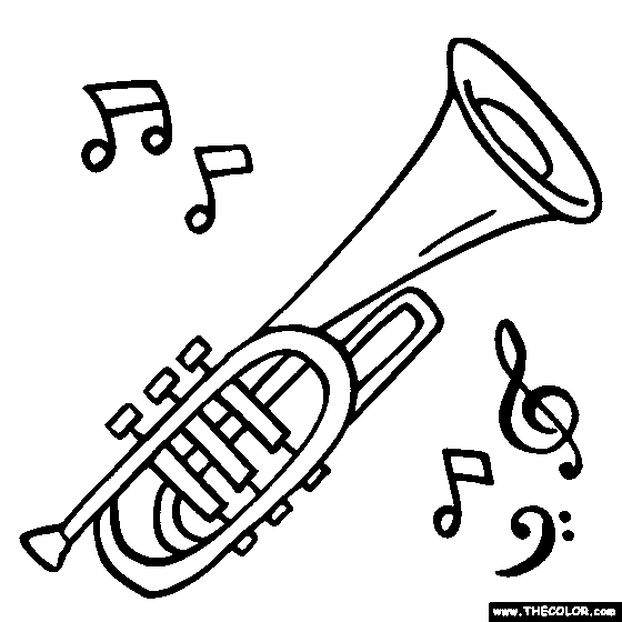 Cornet Brass Musical Instrument Coloring Page