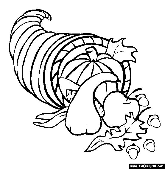 Thanksgiving Cornucopia Online Coloring Page