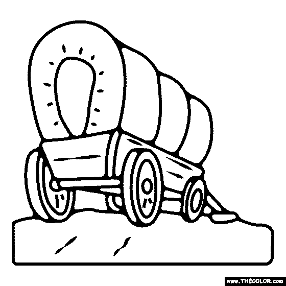 Covered Wagon Coloring Page