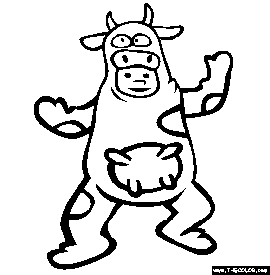 Halloween Cow Costume Online Coloring Page