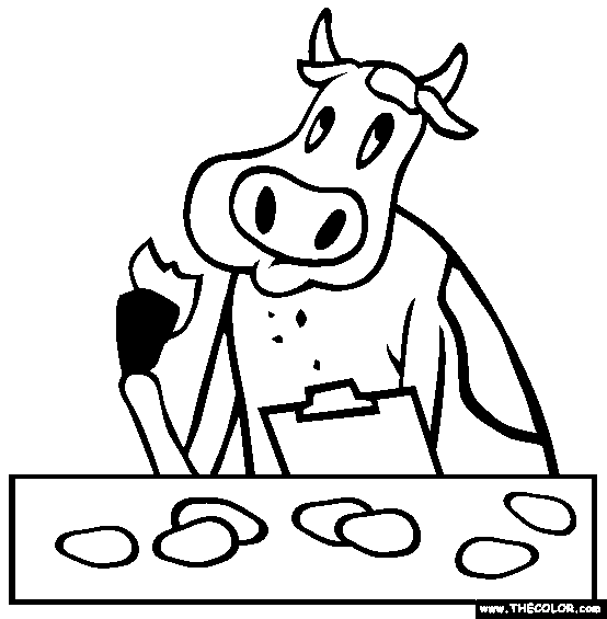 Cow The Potato Chip Tester Online Coloring Page